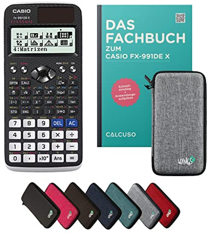 Casio fx-991DE X inkl. Schutztasche Hellgrau & Fachbuch (128 Seiten, DIN A5) – Wissenschaftlicher Rechner – Smart Set