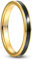 Corato 3mm Wolfram Ring Gold Eheringe mit Schwarz Emaille für Damen Dünn Partnerringe Flache Kanten Größe 60