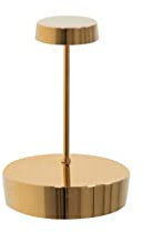 Zafferano, Swap Mini Lampe mit Glänzend Goldenem Finish, Wiederaufladbare und Kabellose Tischlampe mit Touch Control, Geeignet für den Innenbereich, Dimmer, 2700 K, Höhe 14,8 cm