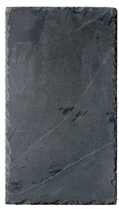 Firstlaser Schiefertafel, Schreibtafel, Servierplatte 80 x 40 cm, gebrochene Kante, Grau, Natursteinmaterial, 100% Schiefer