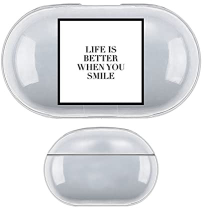 Head Case Designs Offizielle Monika Strigel Laecheln Fashion Typo Durchsichtig Harte Kristall Handyhülle Hülle Huelle kompatibel mit Samsung Galaxy Buds/Buds Plus