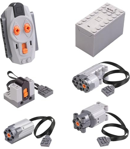 Scakbyer Kit de 7 fonctions techniques compatibles avec les voitures Technic, comprenant 1 télécommande, 1 boîte à piles AAA, 1 moteur Steering, 1 moteur L, 1 moteur M, 1 récepteur