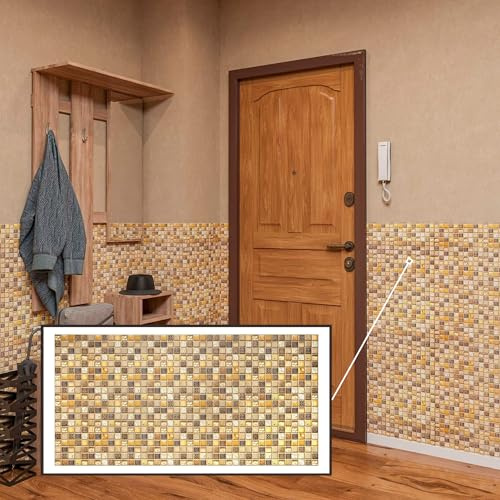 3D-Wandpaneele PVC | Mosaik Optik | 1-20 Platten - 0.5-10 m² | Für Wohnzimmer, Küche & Bad | Einfache DIY-Montage (1, Casablanca)