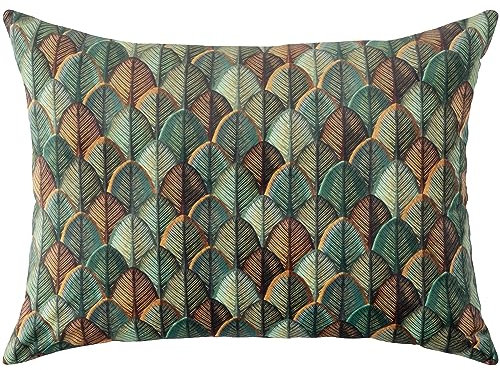 Selfitex großes Dekokissen 60x80 cm, Sofakissen inkl. Füllkissen, kuschelweiches Lesekissen, dekoratives Fernsehkissen mit edlem Muster, Reißverschluss, einfache Reinigung (Scale Leaf)