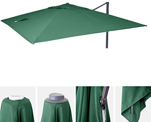 Mendler Ersatz-Bezug für Luxus-Ampelschirm HWC-A96AM, Sonnenschirmbezug Ersatzbezug, 3x3m (Ø4,24m) Polyester - dunkelgrün