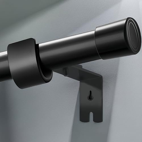 Vorhangstange Schwarz Gardinenstange Ausziehbar Curtain Rod aus Edelstahl Verstellbare Gardinen Stangen schwarz mit Kappenknäufen für Schlafzimmer, Esszimmer, 220-380CM