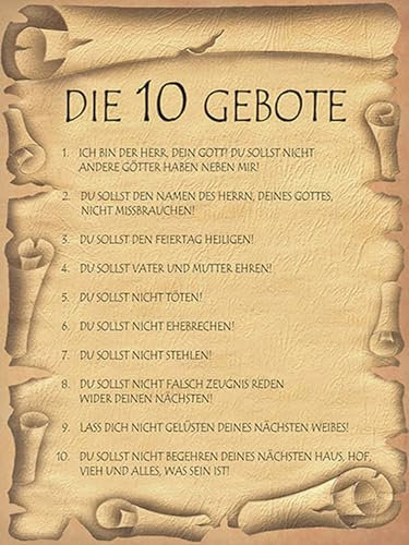 Blechschild 30x40 die 10 Gebote Gottes bin Herr Wand Deko Cafe Sammler Geschenk