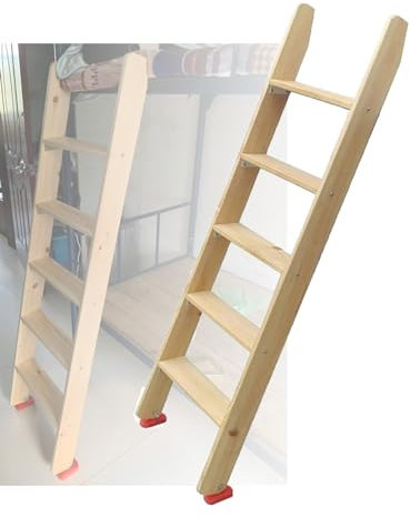 Etagenbettleiter for Den Innenbereich, Hochbett-Schrägleiter Aus Holz, Universelle, Platzsparende Wohnmobilleiter Mit Hakenhalterung Und Rutschfesten Füßen (Size : 150cm(59in))