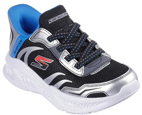 Skechers Boys' Meteor Lights Brisk Trainers, Grey melé, 9.5 UK Child