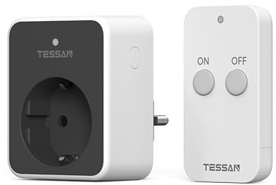 TESSAN Presa con Telecomando 30,5M, 3600W Presa Telecomandata con Interruttore, Wireless Interruttore Spine per Elettrodomestici, Nero