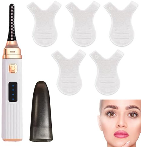 Wimpernzange Beheizbar Beheizte Wimpernzange Heated eyelash Curler 15 Sekunden Schnelles Aufheizen 3 Heizmodi mit LED-Anzeige für Damen-Mädchen-Augenschönheit (mit Y-förmiger Wimpernbürste)