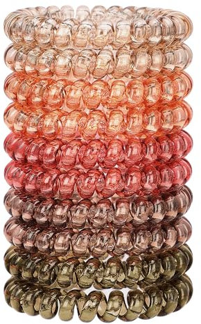 JessLab Spirale Haargummis, 10 Stück Spurlos Telefonkabel Haargummis für Pferdeschwanz, Kunststoffspulen-Haarbänder für Frauen und Mädchen, Farblich Sortiert (#35)