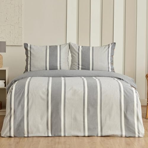 Fennel Doppelbett-Bettwäsche-Set mit Färbetechnologie in Anthrazit