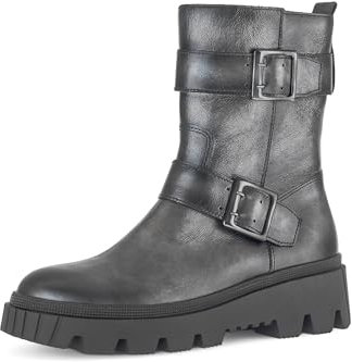 Gabor Damen Biker Boots, Frauen Stiefeletten,Stiefel,Bootee,Booties,halbstiefel,Kurzstiefel,uebergangsschuhe,anthrazit (Effekt),43 EU / 9 UK