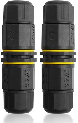 JSADZKJ IP68 Waterproof Electrical Cable Connector Outdoor Waterproof M20 2 Pole Plug Connector Wire Range(Ø3 4.5-10mm) for Outdoor Led Lighting,Street Lamps and Street Landscape Lights 2pcs (2PIN)