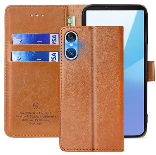 FMPCUON Case for Sony Xperia 10 VI Mobile Phone Case [Stand Function] [Card Slots] [Magnetic Closure] Case Flip Case Protective Leather Case Flip Case for Sony Xperia 10 VI Brown