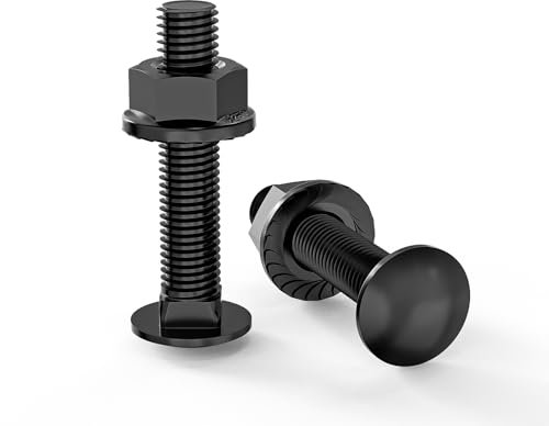 ORTAVA Lot de 20 boulons de carrosserie M8 x 40 oxyde noir DIN 603 avec écrou à bride hexagonal, en acier inoxydable A2 V2A, vis à tête bombée