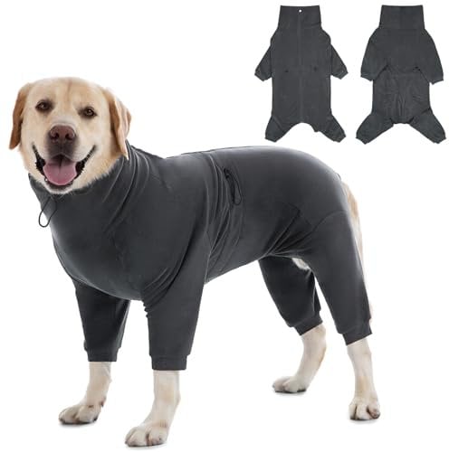 Axcimond Dog Fleece Coat with Legs - Winter Warm Jacket, Full Body Pajamas, Zipper Jumper, Sweater for Small Medium Large Dogs - Adjustable Onesie Clothes