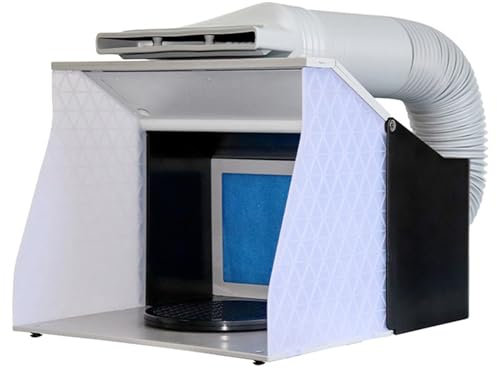 ExoticaBlend Cabina de Pintura Cabina de Pintura Portátil 5,2 m³/Min Cabina de Succión de Doble Ventilador con Iluminación Led Placa Giratoria para Modelado de Bricolaje