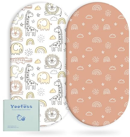 Yoofoss Juego de 2 Sábanas Bajeras Ajustables para Cuna Bebé Protector de Colchón Cubrecolchones Bebe Microfibra Suave y Transpirable 38x77 cm 41x81 cm 40x90 cm para Sabanas Capazo Cubre Colchon