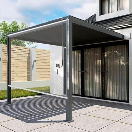 A,180 * 250cm, Transparent Outdoor Roller Blinds Dustproof Rainproof Curtains Clear Roller Shades for Office Windows Doors Pergola Pvc Plastic Waterproof Roll Up Blinds