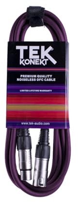 Premium XLR Cable for a Clearer Audio Signal with Balanced Male to Female Microphone Lead, plus Cable Tie, for professional DJ, stage and studio (Purple, 6m)