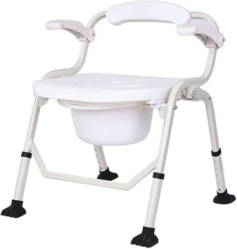 ZGYOZMNG Chaise de Toilette Pliante légère et Confortable, Chaise de Douche Portable avec Seau, siège de Toilette Pliable à réglage en Hauteur, Fauteuil pour Adultes handicapés