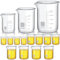 Tanlade 12 vasos de vidrio, vasos de laboratorio resistentes con impresión, taza medidora de alta clase de borosilicato, graduación a granel para laboratorios, aulas u hogar (50 ml, 100 ml, 250 ml)