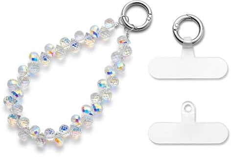 MORSUNBELA Weiß Handykette Kurz Handgelenk Handy Anhänger Handyschmuck Handschlaufe Handyanhänger