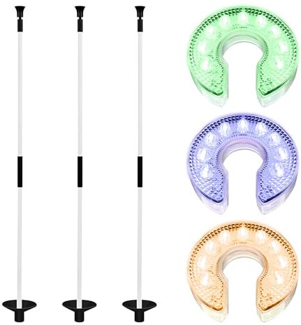 3PCS Night Golf Hole Lights with Golf Flagstick and Poles Golf Hole Cup Light Up Night Golf Party(Battery No Include)