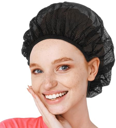 HJZHII 6 gorros de chef elásticos unisex, para cocina, servicio de alimentos, redes para el cabello, reutilizables, lavables, ajustables, color negro, Negro, Talla única