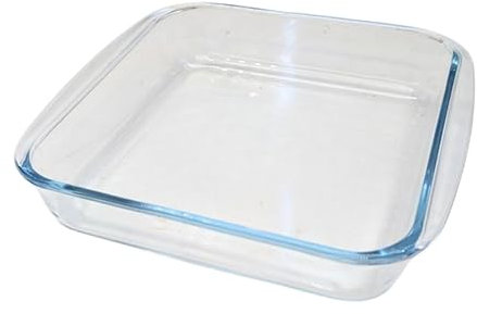 1.6L Square Glass Bakeware with Handle Oven Dish 24.5cm x 22cm x 5cm, Casserole bakeware, Heavy Duty Oven Dish, Glass Lasagne Tray
