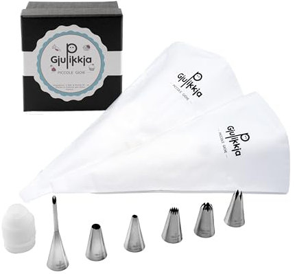 GIUPIKKIA Manga pastelera reutilizable con boquillas de manga pastelera (2 mangas pasteleras + 6 boquillas + 1 conector)