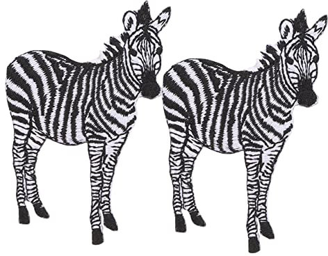 VILLCASE 2stücke Tier Stickerei Aufnäher Für Kleidung Cartoon Applikationen Gestreifte Zebra Patches Zum Aufnähen Für Taschen Hüte Und Diy-projekte