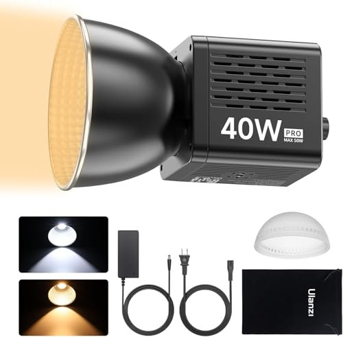 ULANZI Tragbares 40W Pro LED Videolicht mit Eingebautem 3400-mAh-Akku, Mini-COB-Beleuchtung mit Zwei Farbtemperaturen aus Metall, Dauerlichtleistung, Handscheinwerfer 2500 K-6500 K für Videos