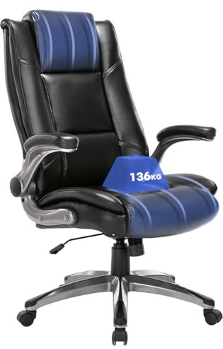 COLAMY Chefsessel aus Leder–Ergonomisch, Extra Breiter Sitz mit Taschenfederkern, Belastbar bis 136kg, Atmungsaktiv & Bequem für Home Office(schwarz)