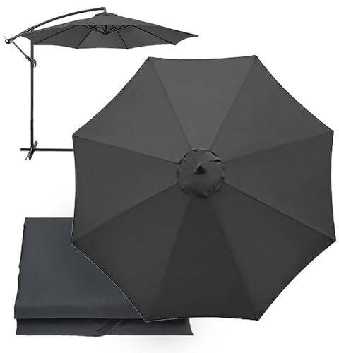 Replacement Umbrella Covers 2/2.3/2.5/2.7/3/3.5M, 6/8 Ribs, UV Protection Garden Replacement Parasol Canopy, for Patio Yard Beach (Grey,6ribs-3m/9.8ft)