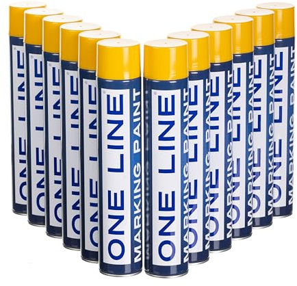 STICK2 Yellow Line Marker Spray Paint 750ml, 12 Cans | Fast-drying, high-visibility line marking paint for concrete, grass, asphalt, warehouses and sports pitches.