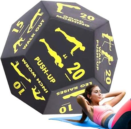 Gym Trainingswürfel – 12-seitiges Übungswerkzeug | -Fitness-Sportgeräte | Stretching Yoga Krafttraining | Kniebeugen, Ausfallschritte, Liegestütze, Sprünge, Basisbalance, Aerobic, Spaß, ent
