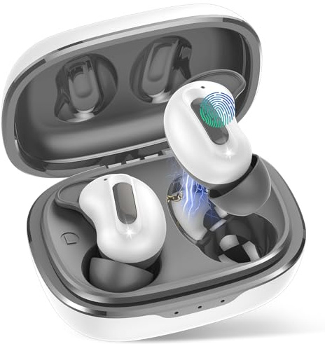 aggoo Casques pour Dormir, Écouteurs Intra-Auriculaires Bluetooth 5.4 pour Dormir sur Le côté, Écouteurs stéréo Basses 48 h avec réduction de Bruit ANC/ENC, Étanches IPX7 pour Android et iOS, Blanc