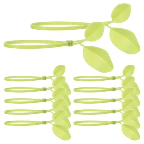 Pflanzen-Reißverschlussbinder, blattförmige Nylon-Pflanzenbinder, 20 cm, Garten-Kabelbinder für Kabelorganisation und Pflanzenunterstützung, grün für den Heim- und Außenbereich (100 Stück)