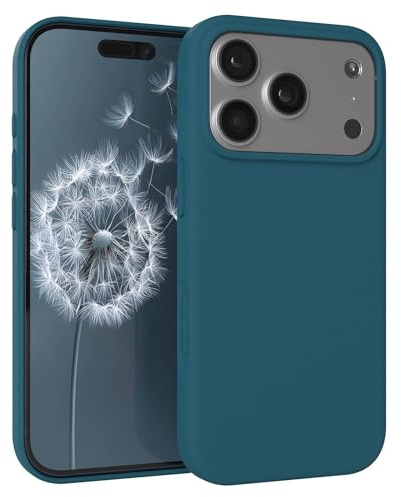 EAZY CASE Premium Silikon Hülle für iPhone 17 Pro - Handyhülle, Stoßfest, Schutzhülle mit Kameraschutz, Kratzfester weicher Mikrofaser-Innenfutter, Slim Liquid Silikon Cover Case Bumper - Petrol Blau