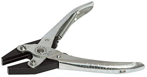 Maun 4861-160 Flat Nose Parallel Plier Return Spring 160 mm | Secure Even Grip Along Length of Serrated Parallel Jaws | Long-Lasting Return Spring | V-Slot Open Throat to Hold Wire and Rod