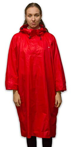 LOWLAND OUTDOOR Regenponcho - Wasserdicht (7000mm Wassersäule), Rot, M