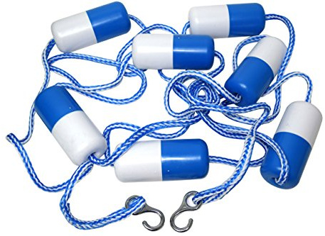 ATIE 18' Swimming Pool Safety Divider Rope and Float Line with 2 Pre-Assembled Stainless Hooks and 7 Bi-Tone Floating Buoys for Effective Visibility (18 FT)
