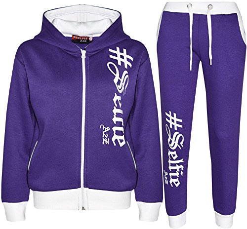 A2Z 4 Kids #Selfie Tracksuit Hoodie with Jogger Sweatpants Sports Casual - T.S Selfie 002 Purple 7-8