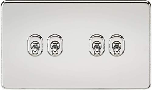 Knightsbridge SF4TOGPC Interruptor de Palanca de 2 vías 10AX 4G sin Tornillos, Cromo Pulido
