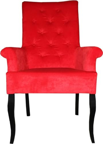 Casa Padrino Luxus Esszimmer Stuhl Rot/Schwarz mit Armlehnen Mod2 - Barock Möbel - Hotel Restaurant Möbel Gastronomie