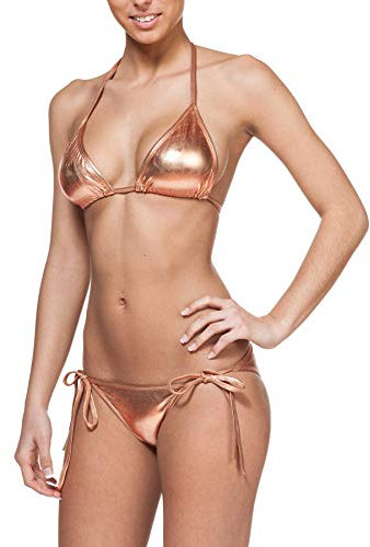 Gary Majdell Sport Ladies' New Liquid String Bikini 2 Piece Swimsuit Liquid Rose Gold X - Large