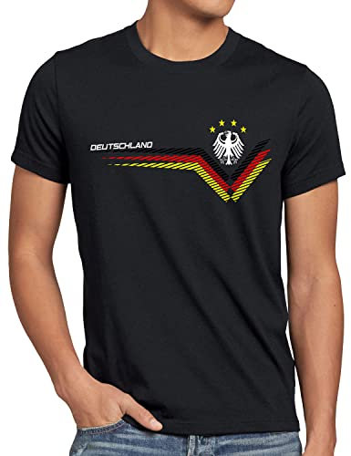 style3 Deutschland EM 2024 Herren T-Shirt Germany Fußball Europameisterschaft Trikot Mannschaft, Größe:XXXL, Farbe:Schwarz